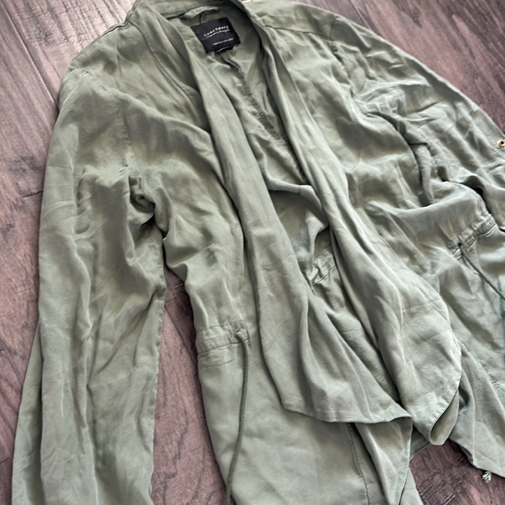 Sanctuary Olive Green Drawstring Open Trench Jack… - image 3